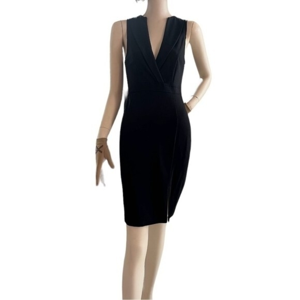 Black Swan Women’s Black Tuxedo Bodycon Midi Dress Deep V Size S - Picture 9 of 16